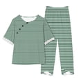 thumbnail image 1 of ameIAEA Matching Pajama Set for Women Striped Short Sleeve Tops Wide Leg Pants 2 Piece Lounge Set, 1 of 3