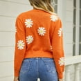 thumbnail image 6 of Lovskoo Sweaters for Women Comfortable Little Daisy Printing Long Sleeve Round Neck Sweater Top Orange, 6 of 6