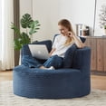 thumbnail image 3 of MAYEERTY Compressible Corduroy Round Lounge Sofa, Modern Couch with Spring Cushion for Apartment, 49*45*35"Blue, 3 of 8