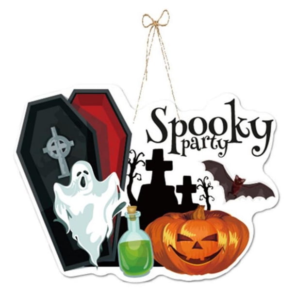 Decoraciones Para Fiestas De Halloween Colgantes Para Puertas Con Calabazas Y Murciélagos Escena Fantasmal Adornos Festivos De Halloween Para Colgar En Tu
