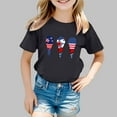 thumbnail image 2 of Little Kid Girl's 4th Of July Patriotic Short Sleeve T Shirt Cute Independence Day Flag Print Tee Comfortable Casual Summer Top For Toddler Kids Girl Clothes 18 Months to 24 3-4 Years Black, 2 of 4