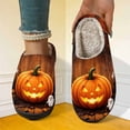 thumbnail image 4 of Jack-o'-lantern Women Men Memory Foam Fuzzy Slippers Warm Indoor Outdoor House Shoes, 4 of 9