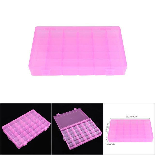 Caja de almacenamiento de bandas de goma, caja de plástico con 36 ranuras, organizador de almacenamiento de aretes, caja de plástico, ingeniería de precisión