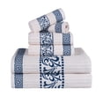 thumbnail image 2 of BNM Cotton Greek Scroll 6 Piece Towel Set, Ivory/Navy, 2 of 7