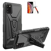 Phone Case for Alcatel TCL A3X / TCL-A3X Screen Protector / A600DL Case / Build-in Kickstand Case (Kickstand Black  Tempered Glass)