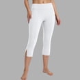 thumbnail image 2 of JUSLIO Leggings for Women Solid with Pockets Workout Yoga Split Hem Capri Leggings, 2 of 9