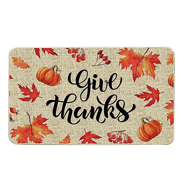 Giyblacko Carpet Door Mats Entry Way Door Mat Indoor Thanksgiving Welcome Happy Ha Rvest Happy Fall Pumpkin Print Color Block Non Slip Funny Rugs