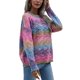 thumbnail image 2 of VISgogo Suéteres de cuello redondo para mujer, blusas de punto sueltas con estampado de teñido anudado de bloque de color de manga larga VISgogo  moda, 2 of 6