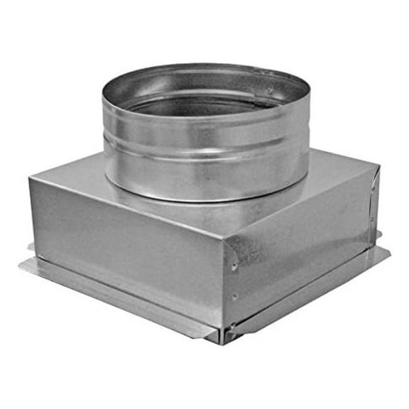 14x14 Ceiling Box with 14" Round Collar - HVAC Register Vent Diffuser Connector; 26 Gauge Galvanized Steel; Plaster Ground Flange; Single Wall - for Ceiling Air Supply