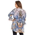 thumbnail image 2 of Sakkas Elvira Women's Loose Long Sleeve Swing Top Tunic Blouse Floral Scoop Neck - 596-Blue - S/M, 2 of 5