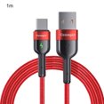 thumbnail image 1 of Essager 3A Type-c Cable de carga Cable de sincronización de datos de teléfono móvil Nylon trenzado con indicador LED, rojo, 1 m Vogacara EL5316-04, 1 of 2