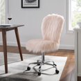 thumbnail image 4 of Cassia Faux Flokati Armless Office Chair, Blush, 4 of 8