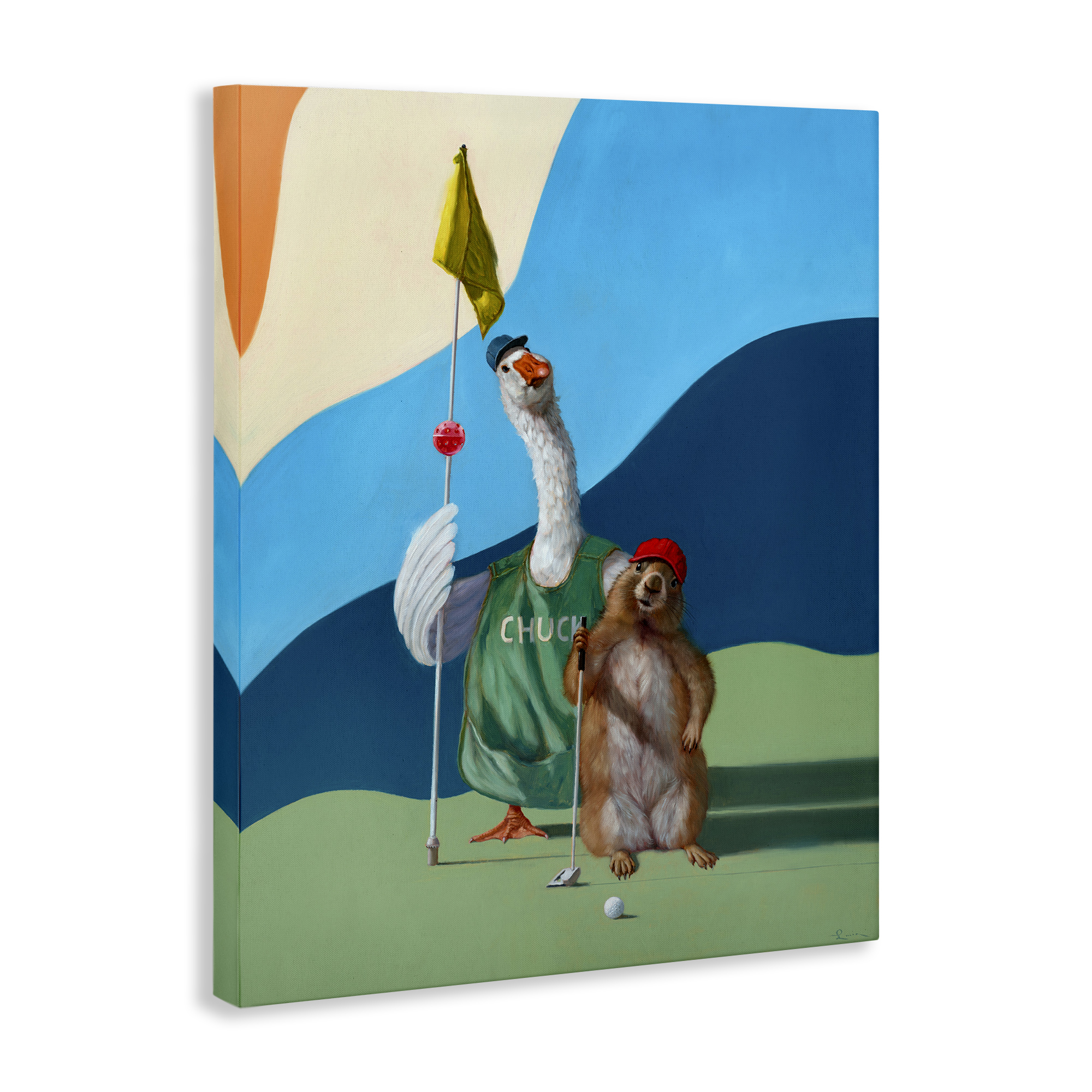 Stupell Industries Golfing Goose & Gopher Sports Painting Gallery Wrapped Canvas Art Print Wall Art, 24 x 30