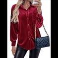thumbnail image 3 of Cárdigan de Terciopelo de Larga de Invierno para Mujer, Blusa Informal con Botones, Blusas para Mujer Verde M, 3 of 9