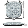 thumbnail image 5 of Ethnic Chair Seating Cushion Set of 6, Medieval Persian Palace Flower Leaf Shapes Inspired Motifs Art Print, Seat Pads for Office with Anti-slip Backing, 16"x16", Pale Blue, by Ambesonne, 5 of 7