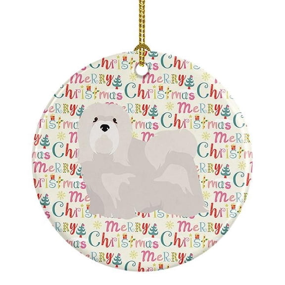 Lhasa Apso #2 Merry Christmas Ceramic Ornament 2.8 in x 2.8 in