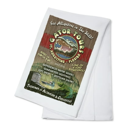 St. Augustine, Florida - Alligator Tours Vintage Sign - Lantern Press Poster (100% Cotton Kitchen