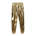 thumbnail image 2 of Viikei Men's Shiny Faux Leather Trousers,Men's Shiny Performance Clothing Loose Performance Pant Solid Color Pants Gold L, 2 of 5