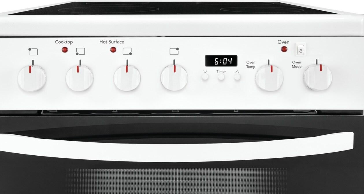 Frigidaire FCFE2425AW 24'' Freestanding Electric Range with 4 Elements, Smoothtop Cooktop, Storage Drawer, Convection Oven, Viewing Window, Storage Drawer, in White