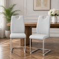 thumbnail image 3 of Ciphrias 37.4 Inch Grey Faux Leather Dining Chairs Set of 2 for Dining Room, 3 of 6