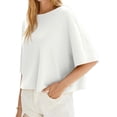 thumbnail image 5 of Half Sleeve Solid Color Women Casual Oversize Knit Pullover Sweater, 5 of 6