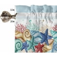 thumbnail image 5 of 3-Piece Kitchen Curtains and Valances Set Watercolor Starfish Shell Coral Rod Pocket Soft Kitchen Curtain Set Washable Kitchen Window Curtains Set Summer Sea Blue, 5 of 6