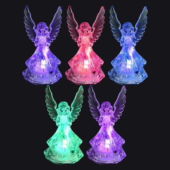 LEORX Luminous Angel Decor for Christmas Made of Acrylic Transparent Color Desktop Decor 5 Pieces