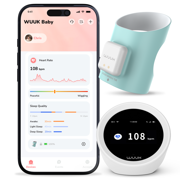 WUUK BABY Sock Monitor | Tracks Sleep & Movement | No Subscription, Base Station & App Monitoring/Notification, 3 Included Sock Sizes, 2.4/5 GHz Wi-Fi