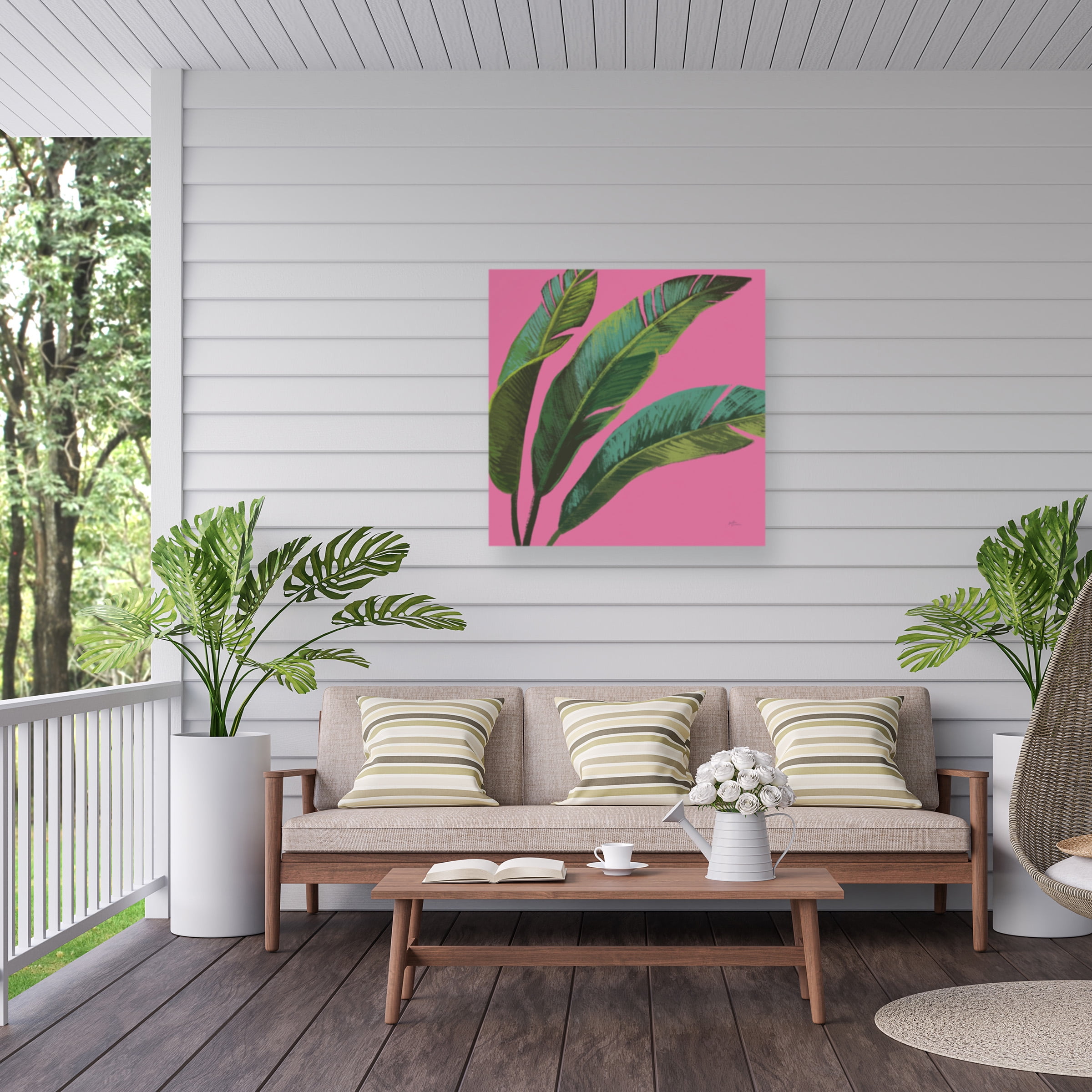 Janelle Penner 'Welcome to Paradise XI on Pink' Outdoor Canvas 18x18