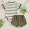 thumbnail image 3 of Bagilaanoe 2pcs Newborn Baby Boy Shorts Set Short Sleeve Striped Romper Tops + Shorts 3M 6M 12M 18M Infant Casual Summer Clothes, 3 of 8