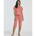 thumbnail image 6 of Real Essentials 2 Pack: Women's Cotton Pajamas Short Sleeve Tops and Capri Pants Pajama Sets with Pockets (Available In Plus), 6 of 6