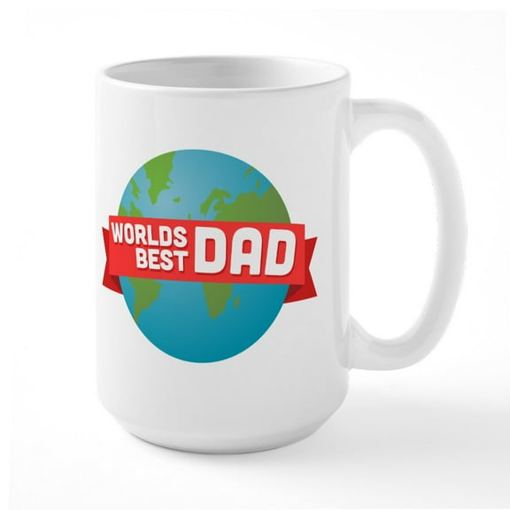 CafePress - World's Best Dad Large Mug - 15 oz Ceramic Large White Novelty Mug