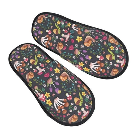 

House Slippers for Women Men - Mushrooms Snails Butterflies Soft House Shoes Fuzzy Slippers Lightweight Slip-On Cozy House Slippers for Woman Indoor Outdoor
