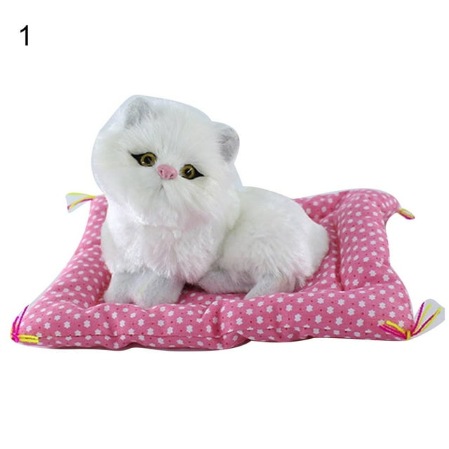 Simulation Cute Cat Kitten Sound Plush Doll Toy with Sleeping Mat Home Decor
