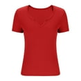 thumbnail image 5 of Royisotas Short Sleeve Womens Plus Size Tops Red Casual Crew Neck Solid Color Womens Shirts, 5 of 5