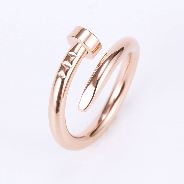 Anillo De Uñas De Oro Rosa De 18 Quilates De Acero De Titanio Sin Decoloración Diamante Que Combina Con Todo Dedo Índice Inoxidable