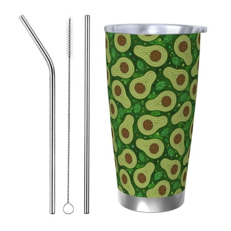 

Matuu Big Colorful Avocados for 20oz Durable Thermal Cups Keep Drinks Cold and Hot Insulated Car Mug with Lid-Straw Three-piece Set