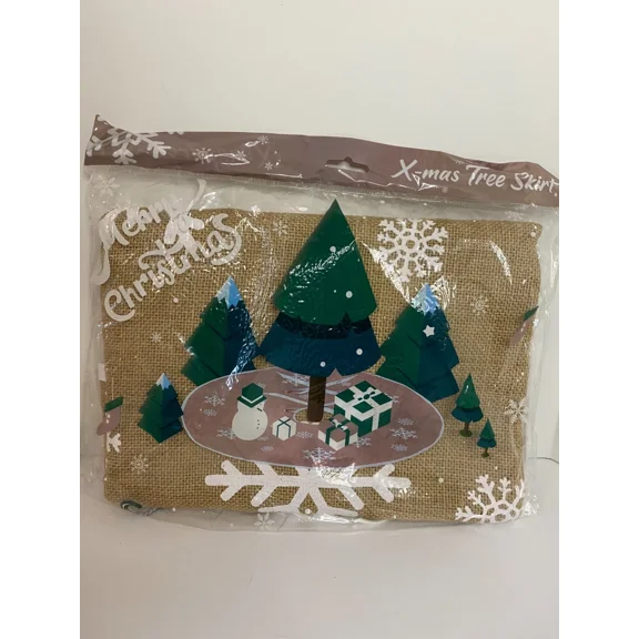 New Ameter Burlap Christmas Tree Skirt, Merry Christmas Holiday Party Supplies
