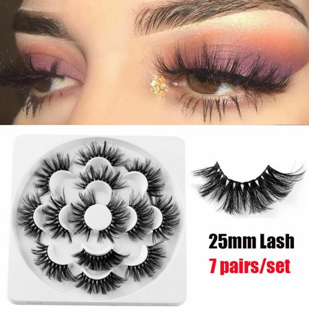 Mink Hair Natural False Eyelashes 25mm Lashes, Wispy Fluffy Different Styles Dramatic Eyelash, 6D-01/7 (Best Lush Products For Oily Hair)