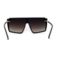 thumbnail image 2 of Retro Flat Top Shield Oversize Half Rim Rimless Sunglasses Black Gold Blue Mirror, 2 of 4