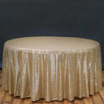 Efavormart 132" Wholesale Premium Table Cover Sparkly SEQUIN Round Tablecloth For Wedding Banquet Party Home Decor - Champagne