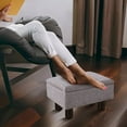 thumbnail image 6 of Foot Stool Ottomans Linen Footrest Storage Ottoman Step Stool Seat with Solid Wood Legs Modern Accent Stools for Couch Living Room Dark Grey, 6 of 7