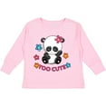 thumbnail image 3 of Inktastic Too Cute Baby Panda with Flowers Girls Long Sleeve Toddler T-Shirt, 3 of 5