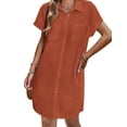 thumbnail image 4 of Zeagoo Linen Dresses for Women 100% Cotton Short Sleeve V-Neck Button Down Tshirt Dress Summer Casual Beach Sundress Loose Tunic Shift Sundresses, 4 of 6
