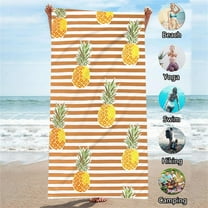 LACKUST Microfiber Beach Towel with Pineapple Stripes, Quick-Dry & Lightweight for Beach and Travel (70x150cm)