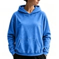 thumbnail image 2 of DORKASM Hoodie Women Long Sleeve Crew Neck Solid Color Hoodies Oversize Trendy Fall Winter Sweatshirts 2026 Acid Wash Fashion Pullover with Pockets Royal Blue L, 2 of 4