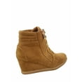 thumbnail image 2 of Peggy-53 Women's High Top Fashion Round Toe Lace Up Wedge Sneaker Shoes ( Tan, 6 ), 2 of 3