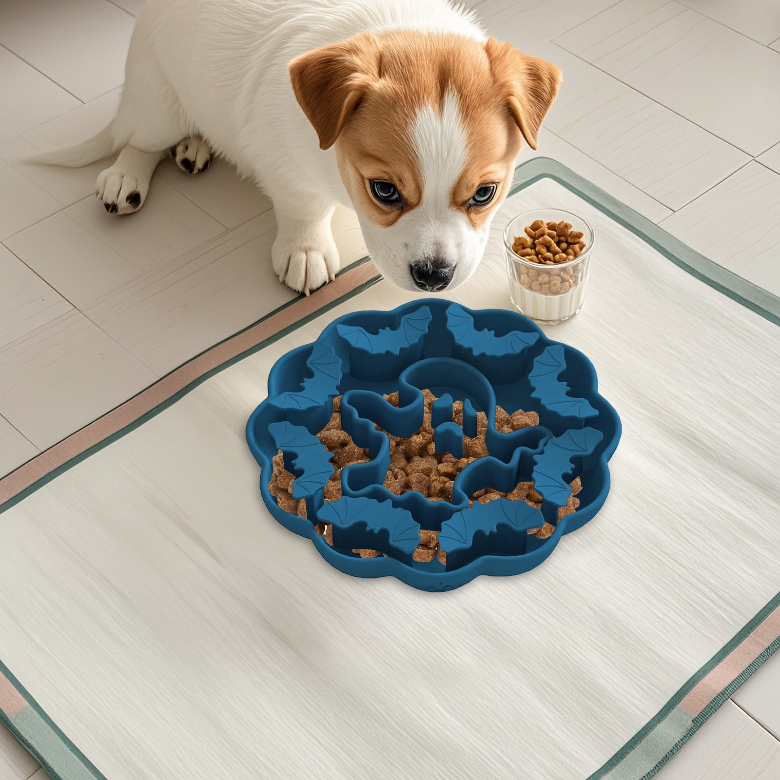 Pet Slow Feeder Bowl Silicone Dog Cat Food Bowl Anti Choking Maze Feeding Dish with Suction Base Non Slip Healthy Eating Dish for Small Medium Dogs Cats Feeding Training Bowl