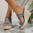 thumbnail image 3 of THDHVS Sandals Women,Womens Sandals Dressy,Wide Width Wedge Sandals Pump Heel Platform Ankle Strap Open Toe Women's Sandals Concise Casual Summer Shoes Blue 5.5, 3 of 6