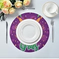 thumbnail image 3 of SKYSONIC Mardi Gras Round Placemats for Dining Table Non-Slip Heat-Resistant Polyester Table Mats Set of 6 Washable Table Mats for Kitchen Dining Table Decoration, 3 of 5